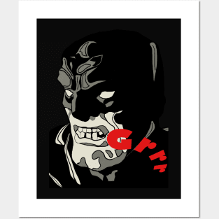 Masked Superhero Grimaces in the Darkness Posters and Art